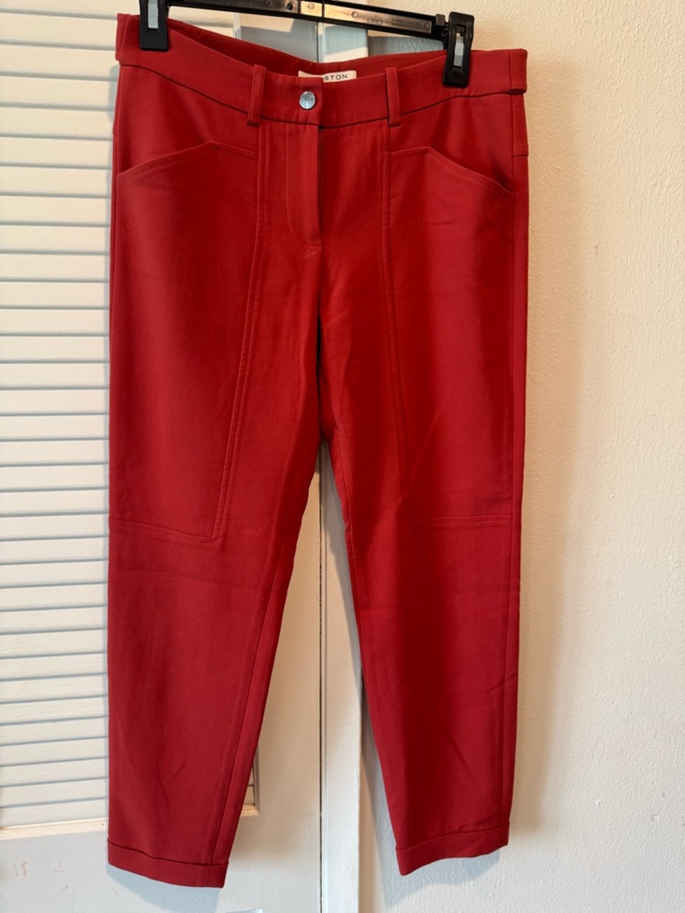 Halston Heritage Red orange Cropped Straight-Leg Pants